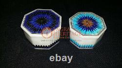 Set Of Two White Marble Top Storage Jewelry Box Multi Inlay Art Occasional Decor