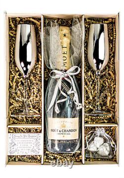 Silver Edition Moet & Chandon 75cl, Champagne Gift Set with Glasses & Chocs