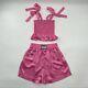 Sleeper Hot Pink Tender Fighter Pajama Set Sz M Silk Smocked Top & Boxing Shorts