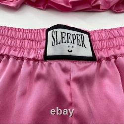 Sleeper Hot Pink Tender Fighter Pajama Set sz S Silk Smocked Top & Boxing Shorts