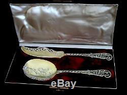Soufflot Top French Sterling Silver 18k Gold Ice Cream Set 2 pc withbox Rococo