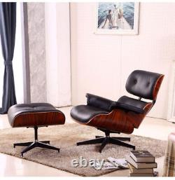 Tall Eams Lounge Chair And Footstool Set Real Italian Leather Swivel Armchairs