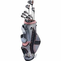 Top Flite Golf XL Women's Complete Bag Box Set Left Hand Gray Pink Ladies NEW