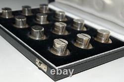 Top Hat Place Card Holders Sterling Silver Box Set Miniature DAB England 2003
