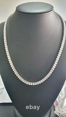 Top Quality F/VS 19.80Ct Round & Baguette Diamond Tennis Necklace For Women