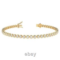 Top Quality F/VS 2 Ct Round Diamond Bezel Set Tennis Bracelet In 18K Yellow Gold