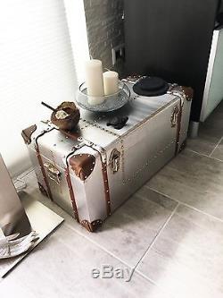 Top Vintage Set 3 Pieces New Travel Suitcase Retro Box Aluminium Studs Luggage