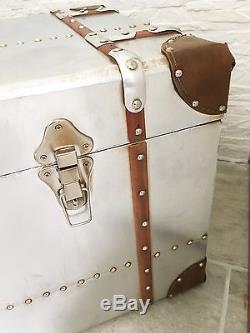 Top Vintage Set 3 Pieces Travel Suitcase Retro Box Alu Aluminum Studs Luggage