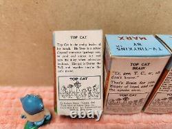 VINTAGE 1961 Marx TV Tinykins Top Cat Figure Set Of 5 Mini Figures with 4 Boxes