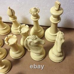 Vintage Chess Set Cavalier #1491 Weighted Pieces With Box -4 King