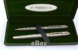 Vintage Parker 75 Cisele Flat Top Set of FP & Pencil with/Box, USA (R. # CM 139)
